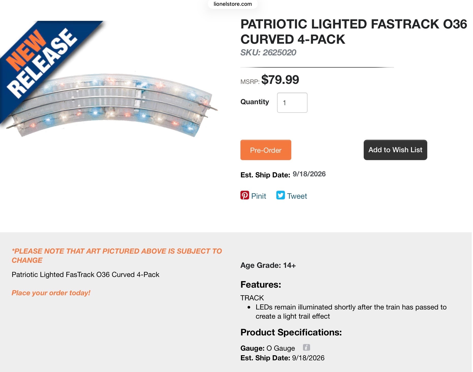 Lionel Fastrack Scale Christmas Tree Train Track Bracket - for Lionel 036 Fastrack